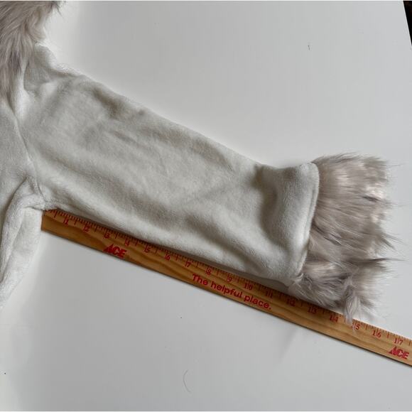 Pottery Barn PB Teen Faux Animal Fur Trim Hooded Robe Ombre Ivory Belt Tie EUC - Picture 12 of 12